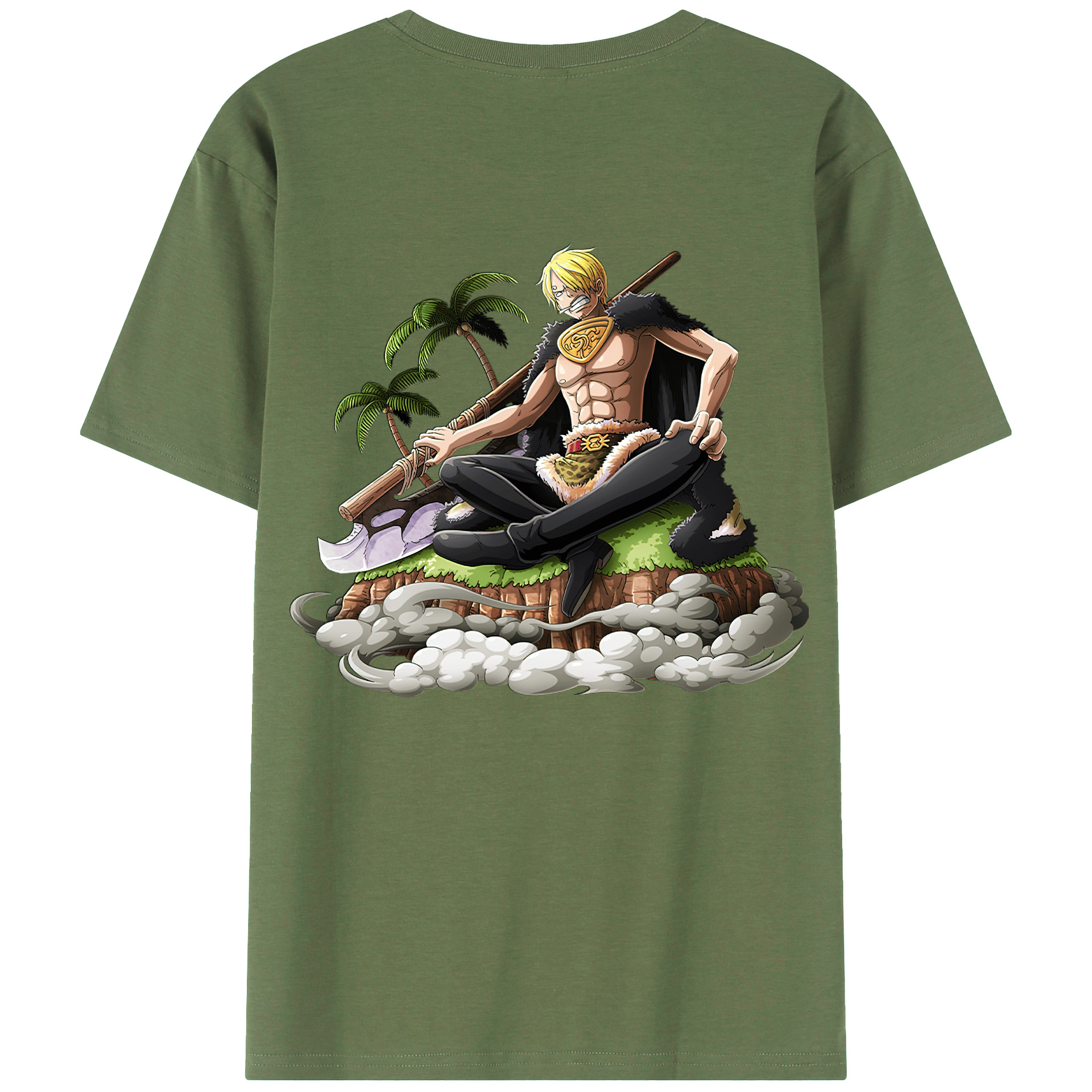 （画像用） ワンピース サンジ ONE PIECE Sanji 綿100％ メンズ半袖Tシャツ（バックプリント） 通気性